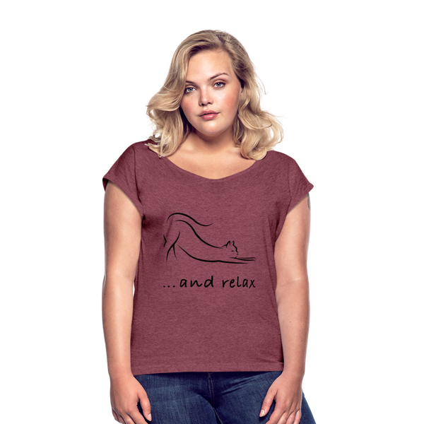 RELAXED ROLL TEE - heather burgundy