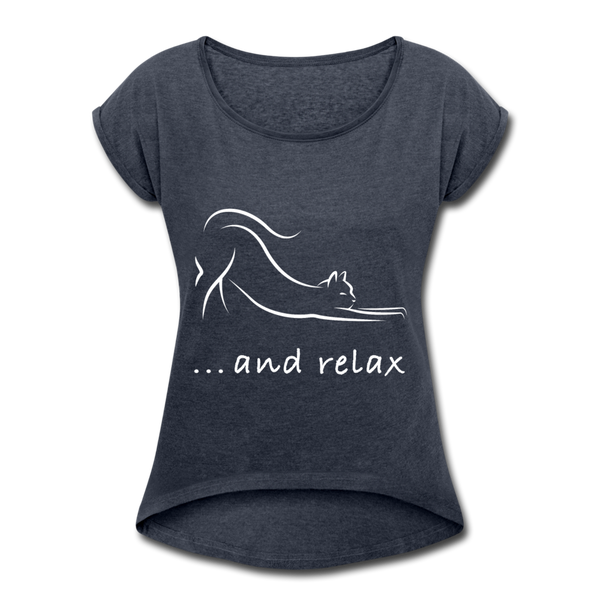 RELAXED ROLL TEE - heather navy