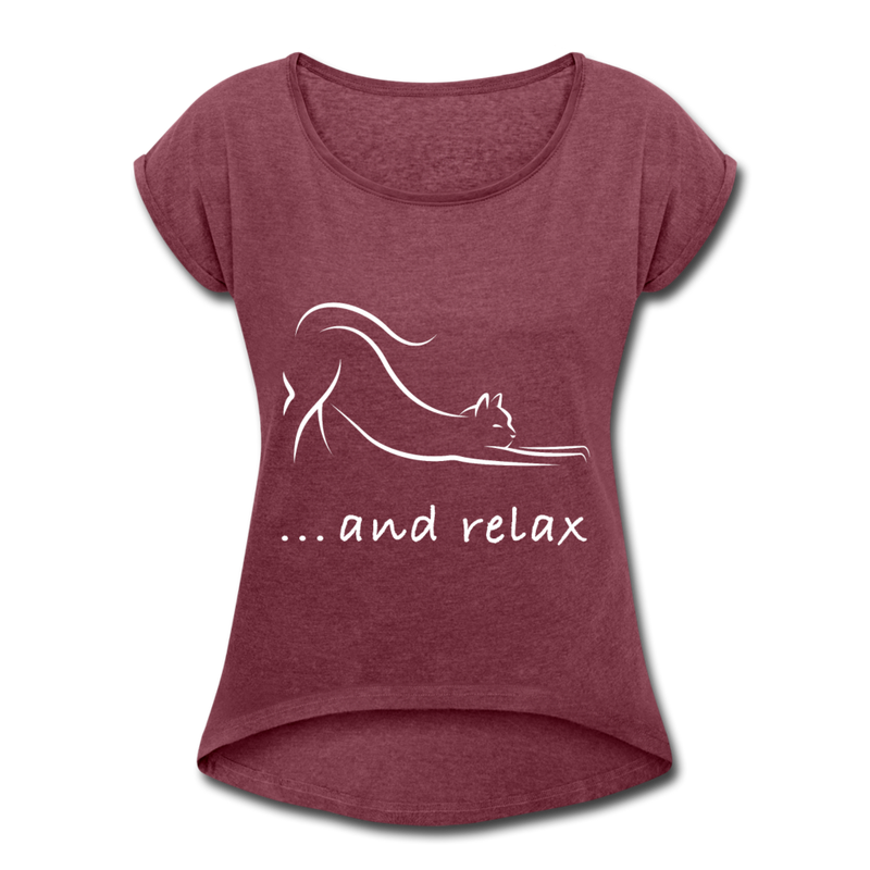 RELAXED ROLL TEE - heather burgundy