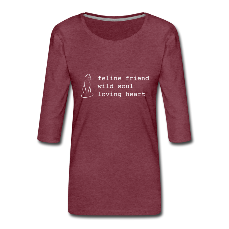 THREE-QUARTER SLEEVE TEE - heather burgundy