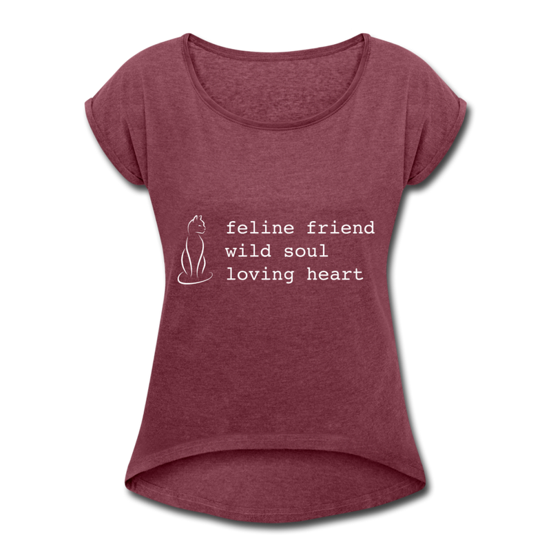 RELAXED ROLL TEE - heather burgundy