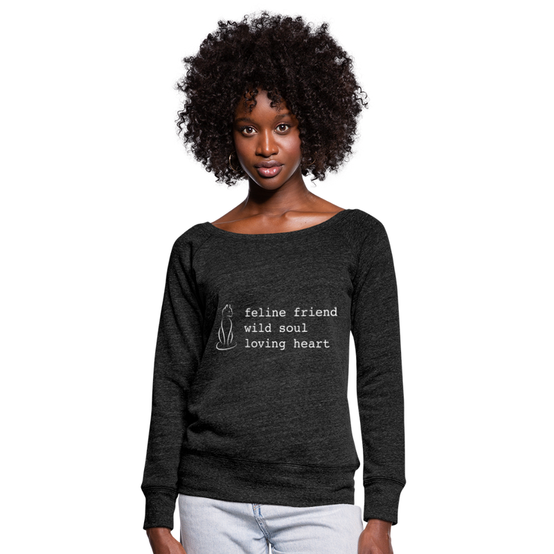 WIDE NECK SWEATSHIRT - heather black