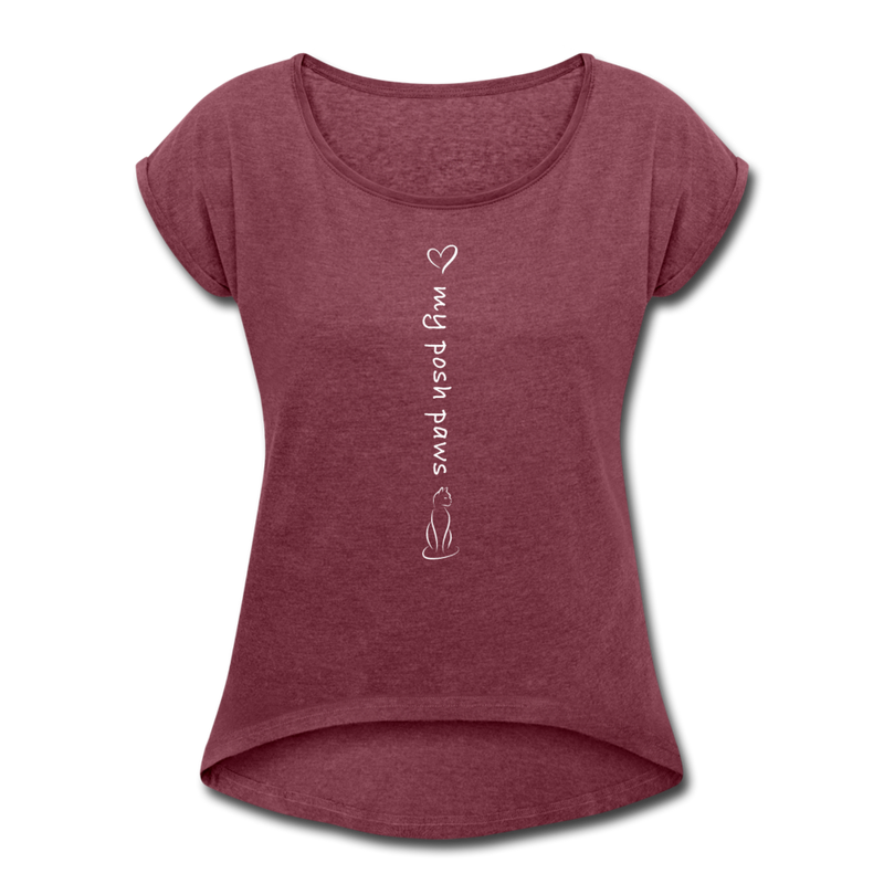 RELAXED ROLL TEE - heather burgundy