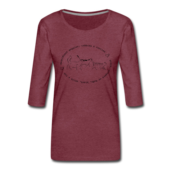 THREE-QUARTER SLEEVE TEE - heather burgundy