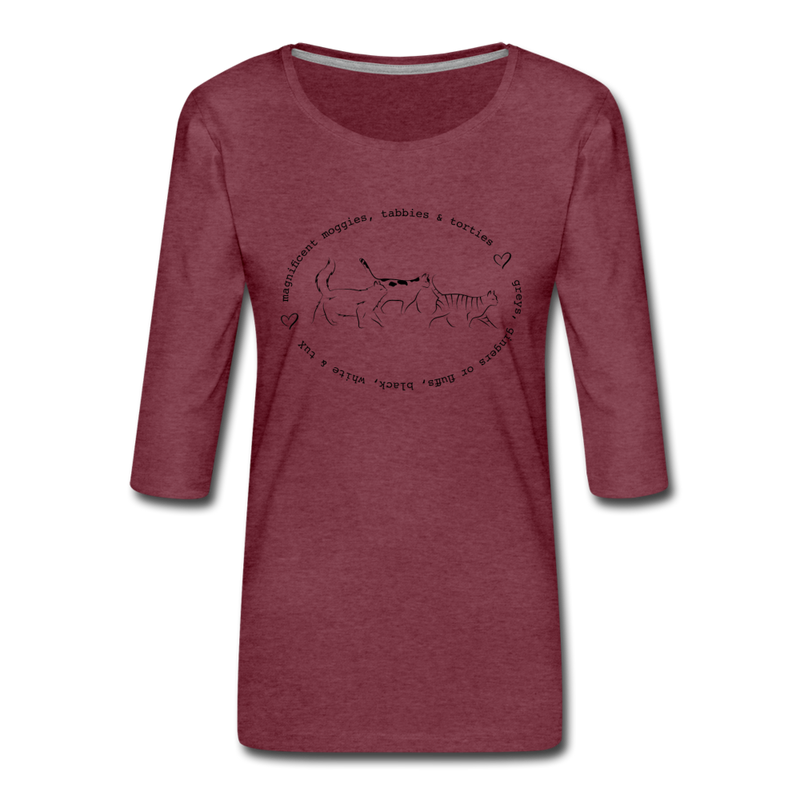 THREE-QUARTER SLEEVE TEE - heather burgundy