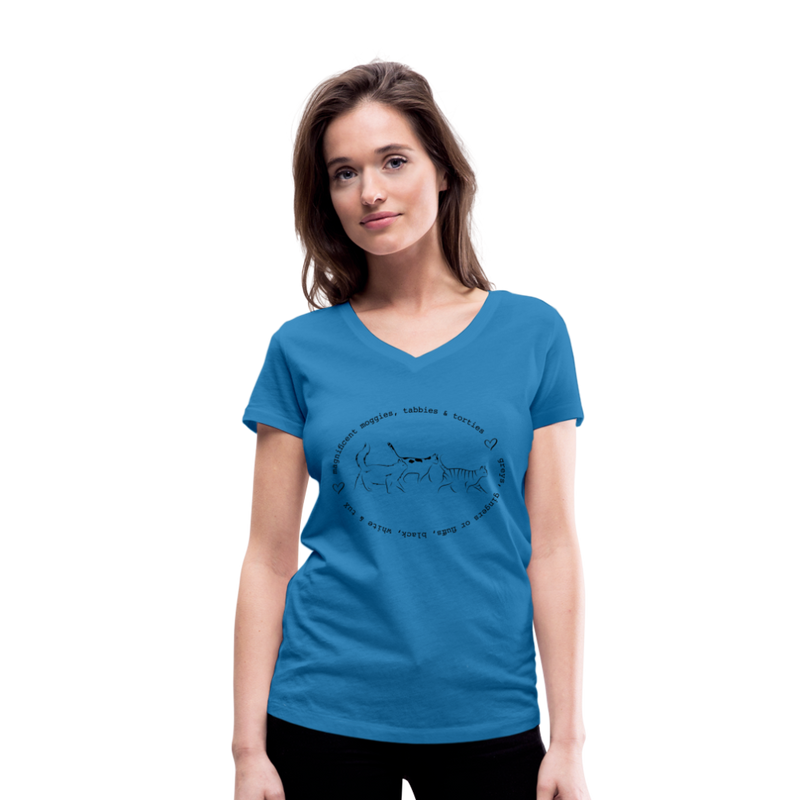 VEE NECK TEE - peacock-blue