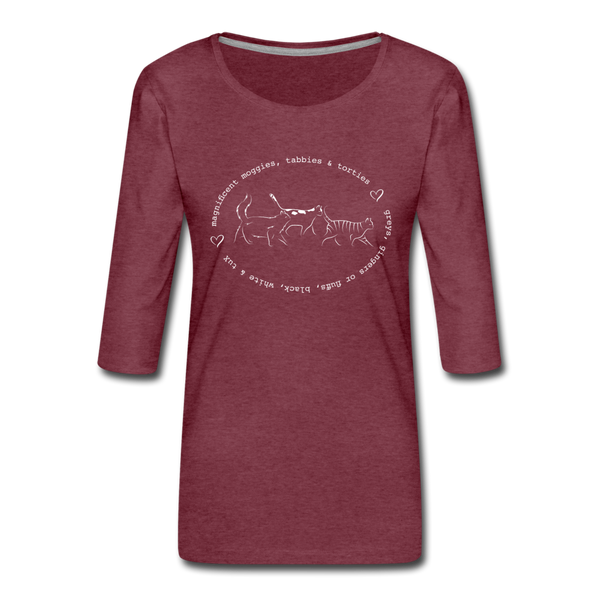 THREE-QUARTER SLEEVE TEE - heather burgundy