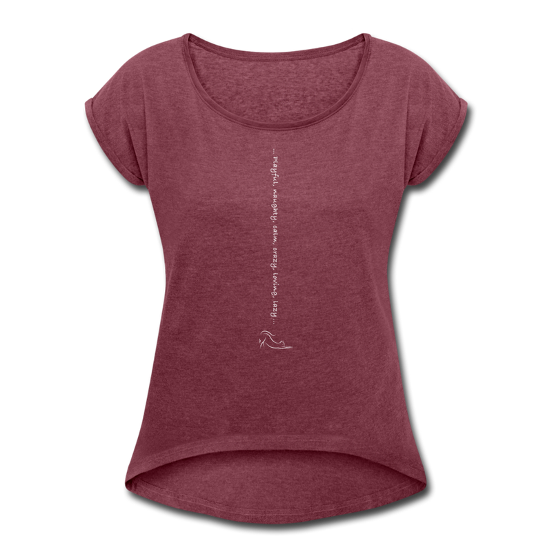 RELAXED ROLL TEE - heather burgundy