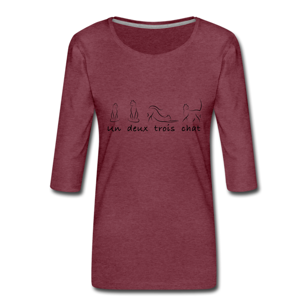 THREE-QUARTER SLEEVE TEE - heather burgundy