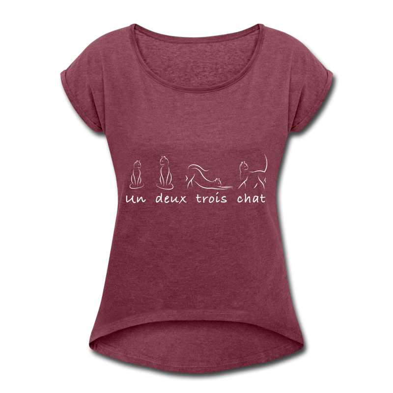 RELAXED ROLL TEE - heather burgundy